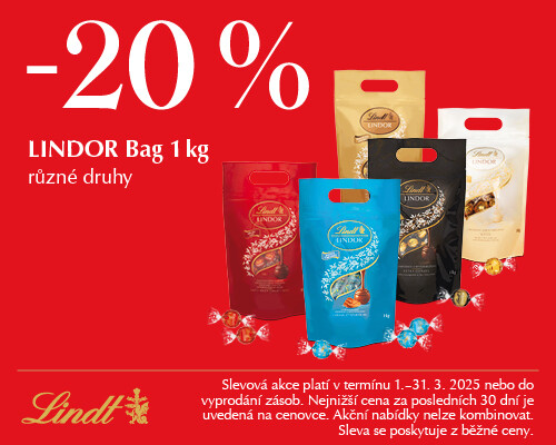 EXTRA sleva 20 % LINDOR Bag 1kg